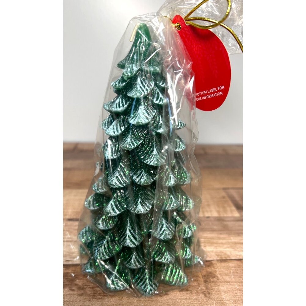 Place & Time Unscented Holiday Snow Frosted Tree Candle 7"